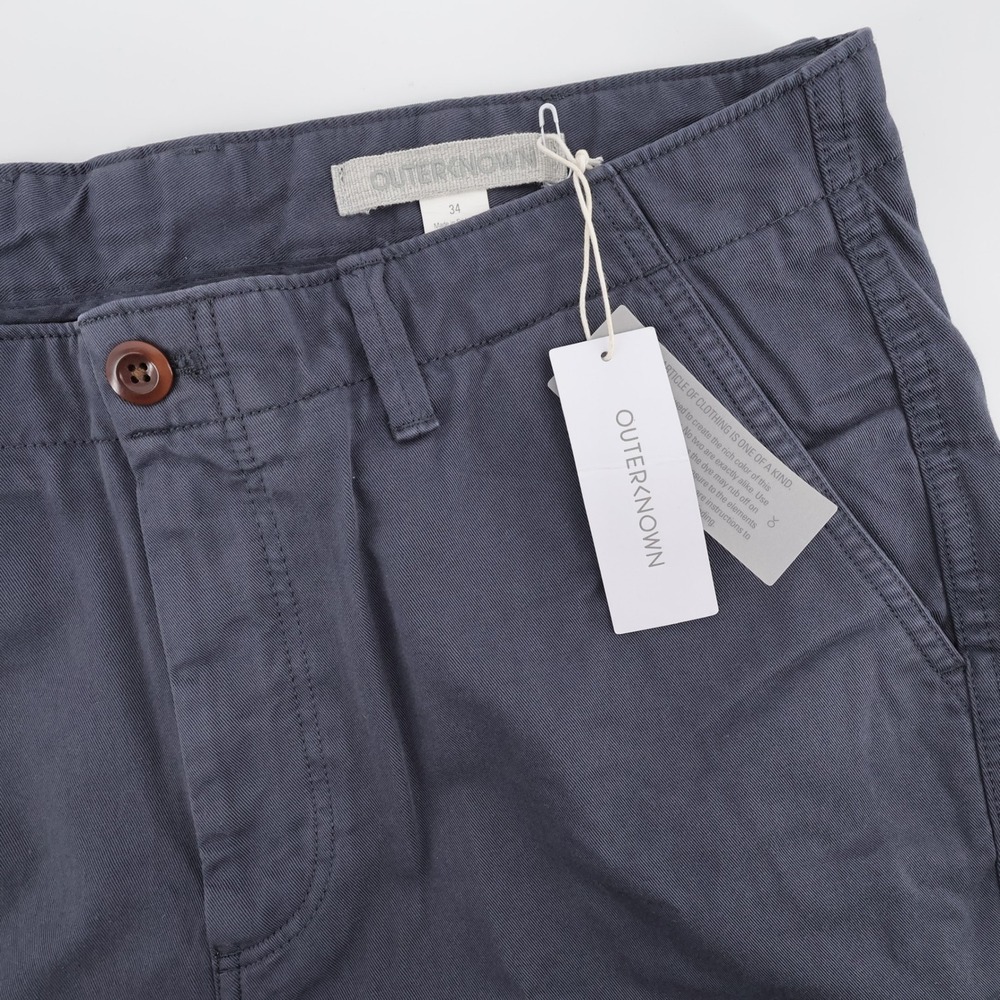 NEW Outerknown Organic Cotton Twill Chino Pants Storm Blue Mens 34x31 MSRP $158‎